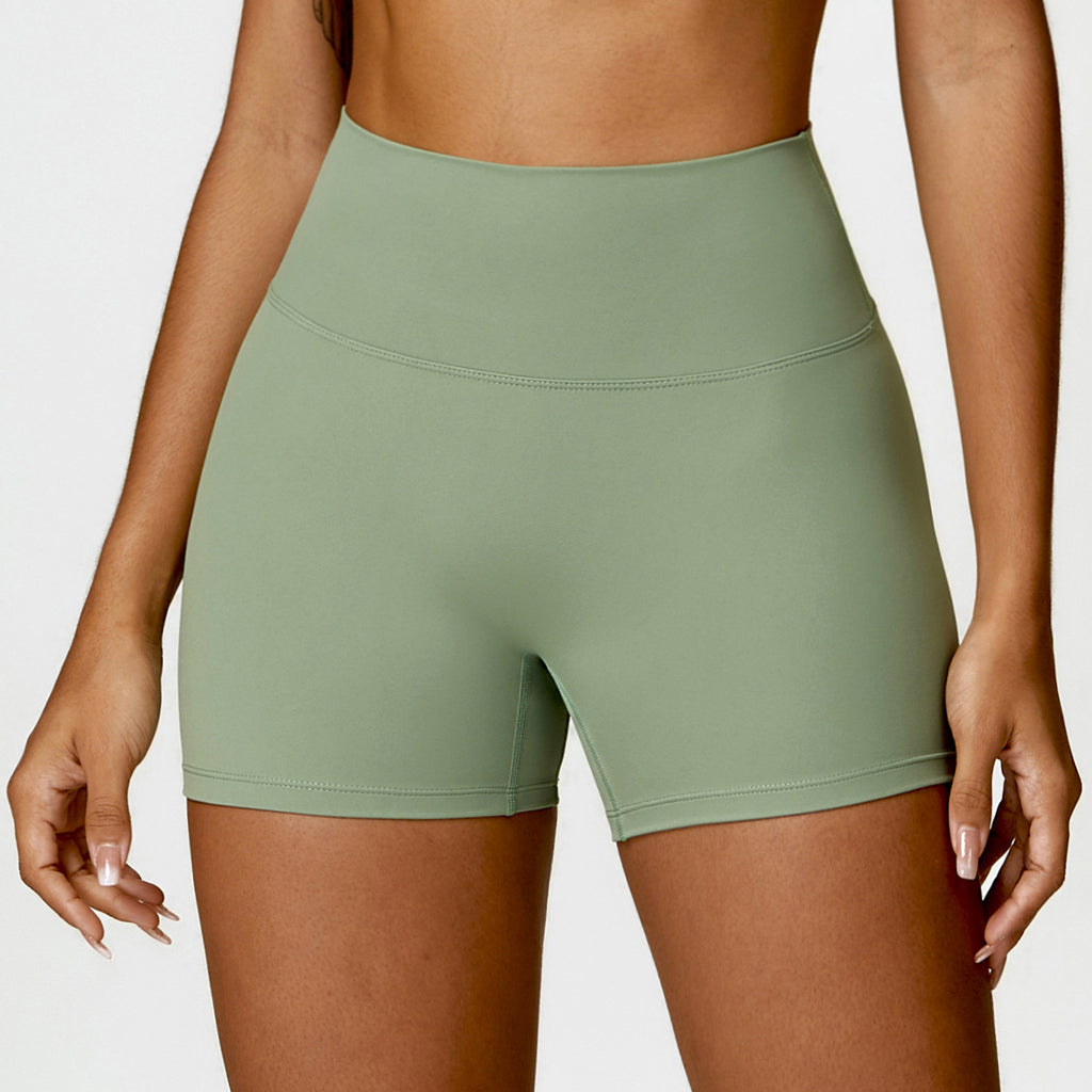Shaved High-Waisted Yoga Shorts (Peach Lifting, Tummy Control)