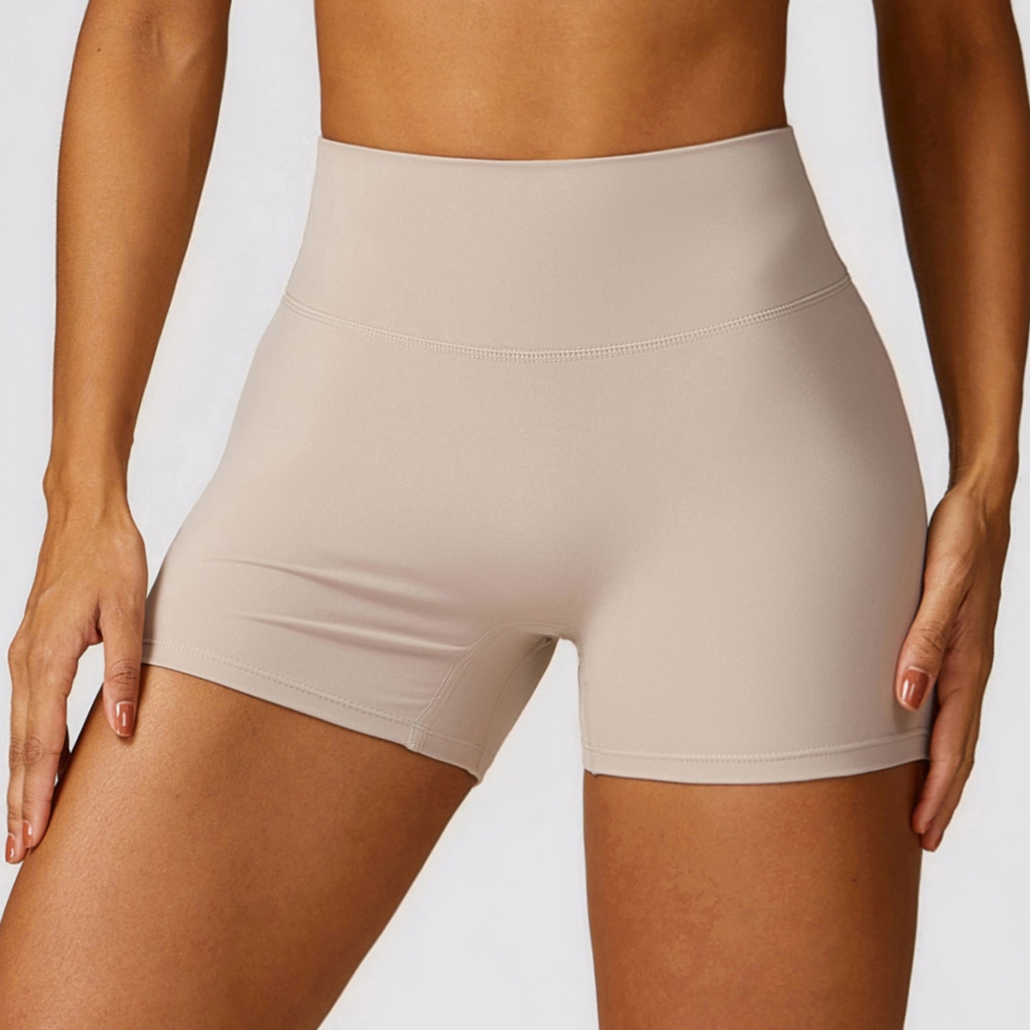 Shaved High-Waisted Yoga Shorts (Peach Lifting, Tummy Control)