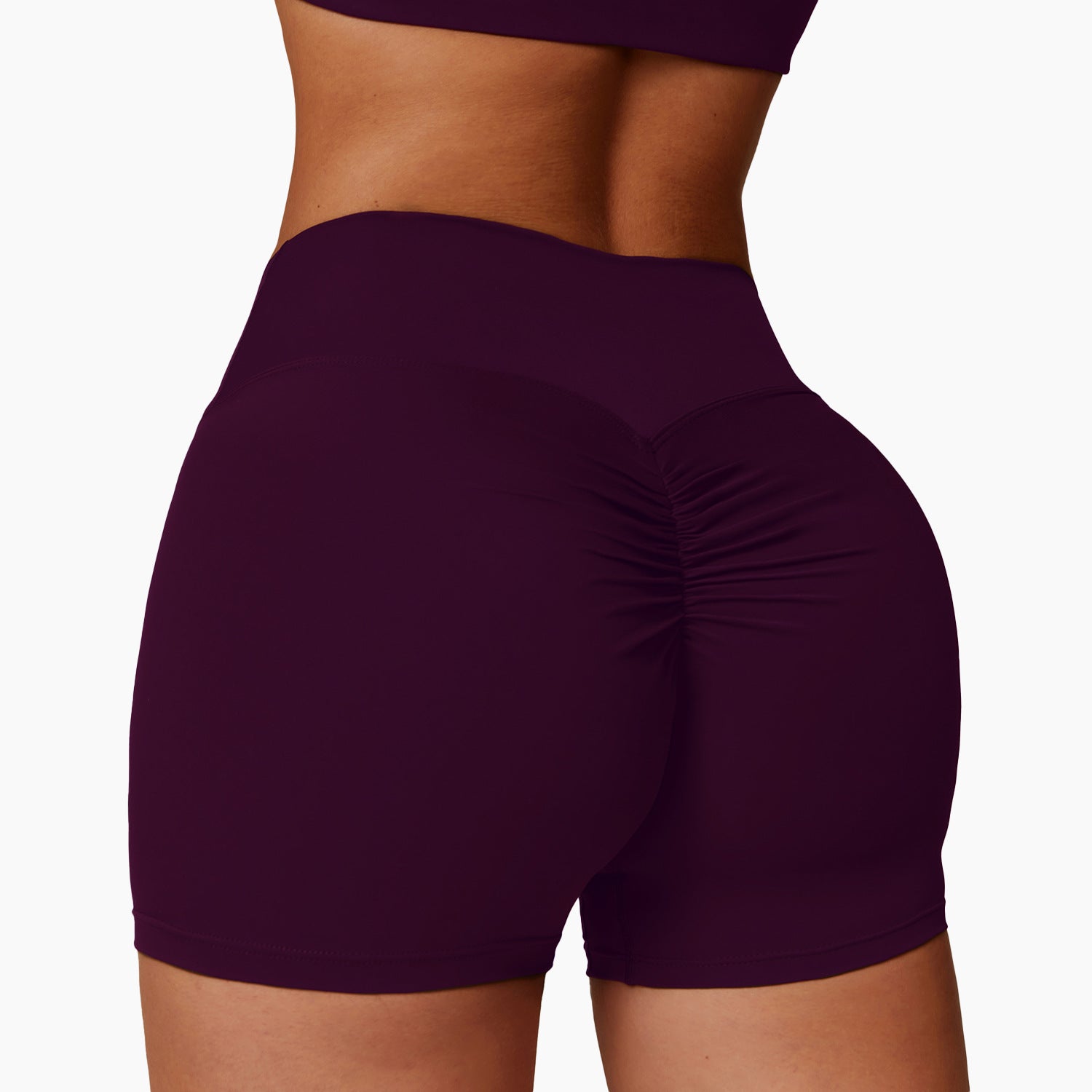 Shaved High-Waisted Yoga Shorts (Peach Lifting, Tummy Control)