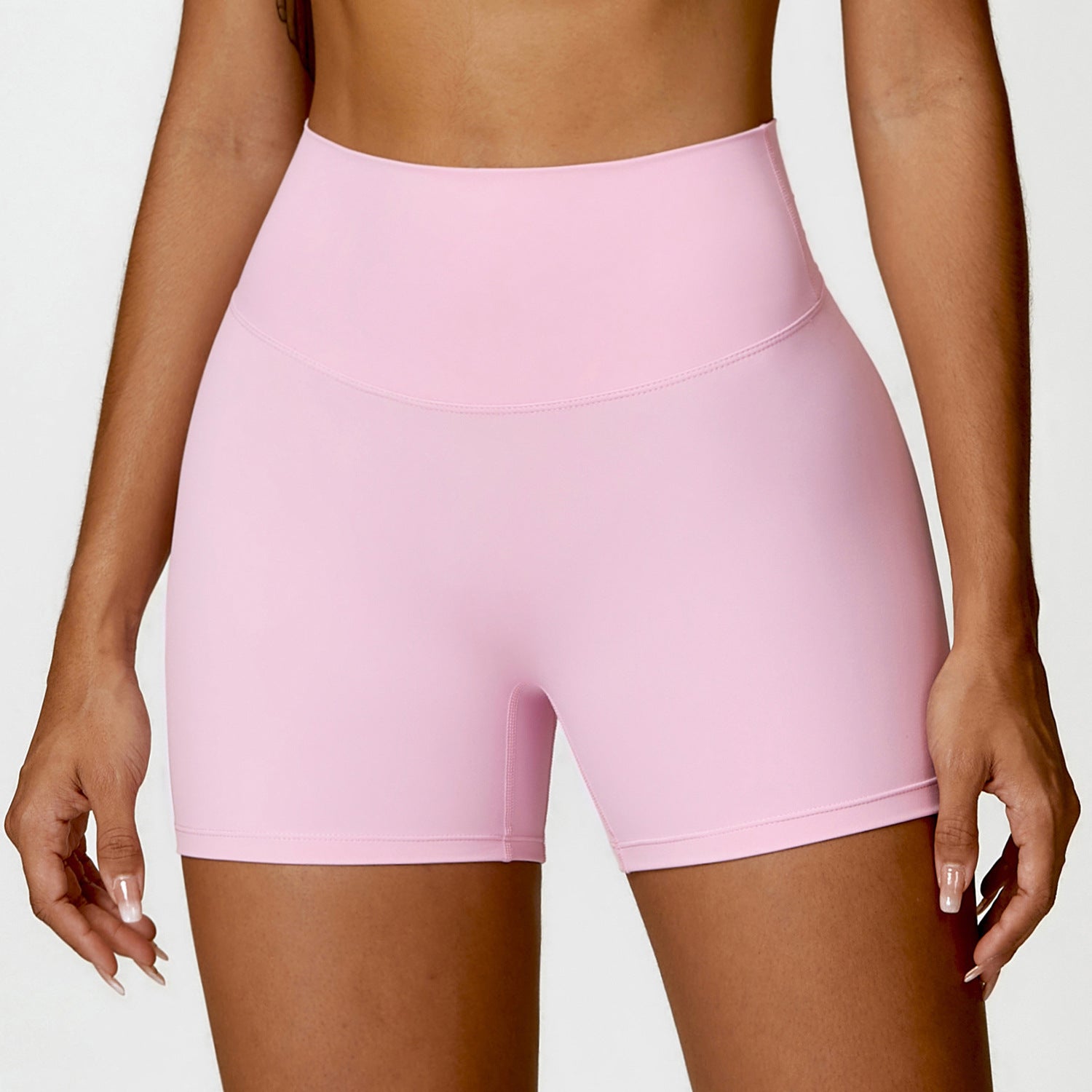 Shaved High-Waisted Yoga Shorts (Peach Lifting, Tummy Control)