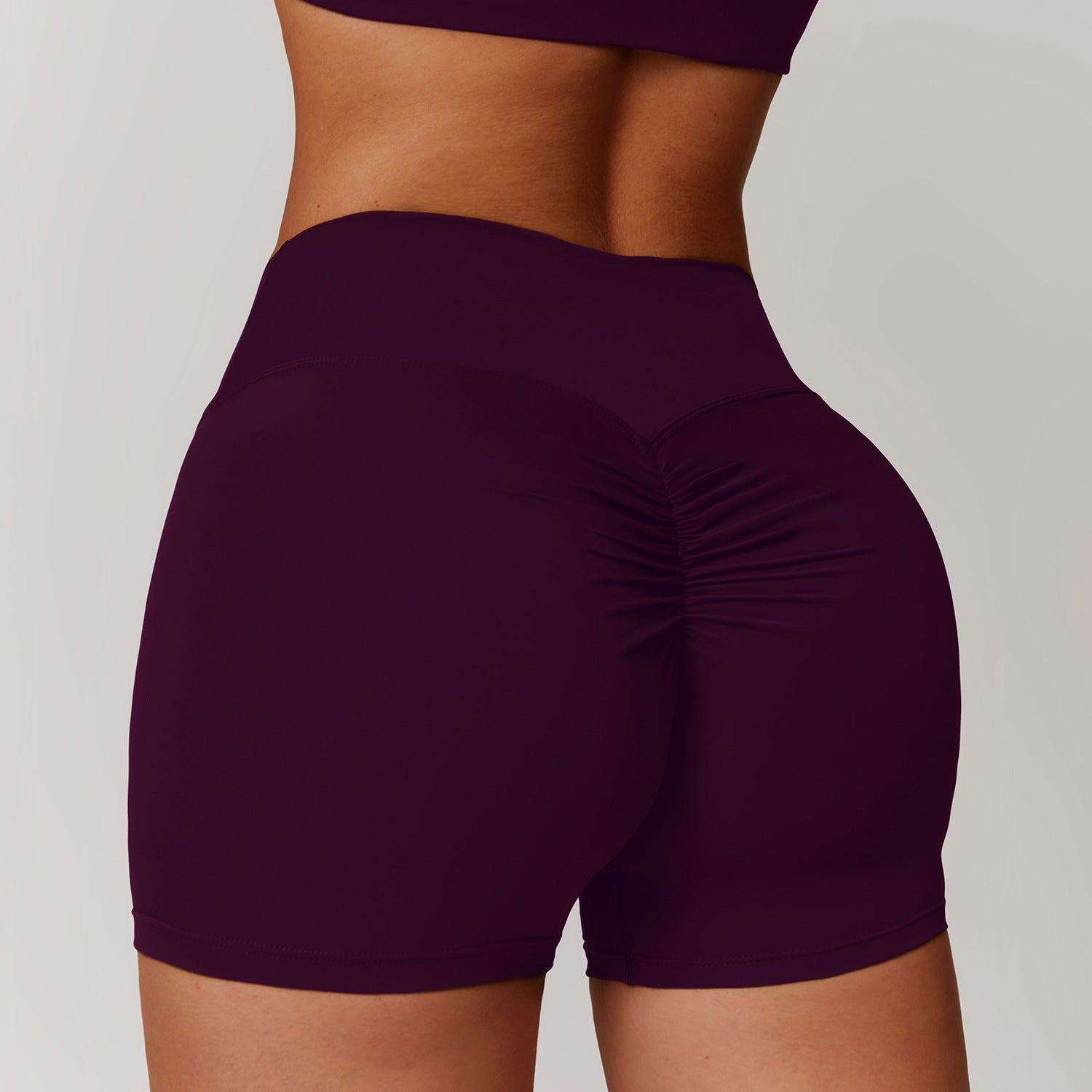 Shaved High-Waisted Yoga Shorts (Peach Lifting, Tummy Control)