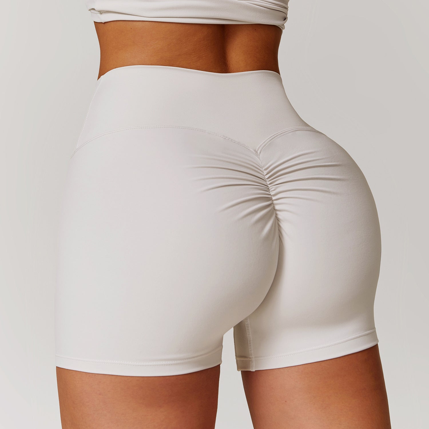 Shaved High-Waisted Yoga Shorts (Peach Lifting, Tummy Control)